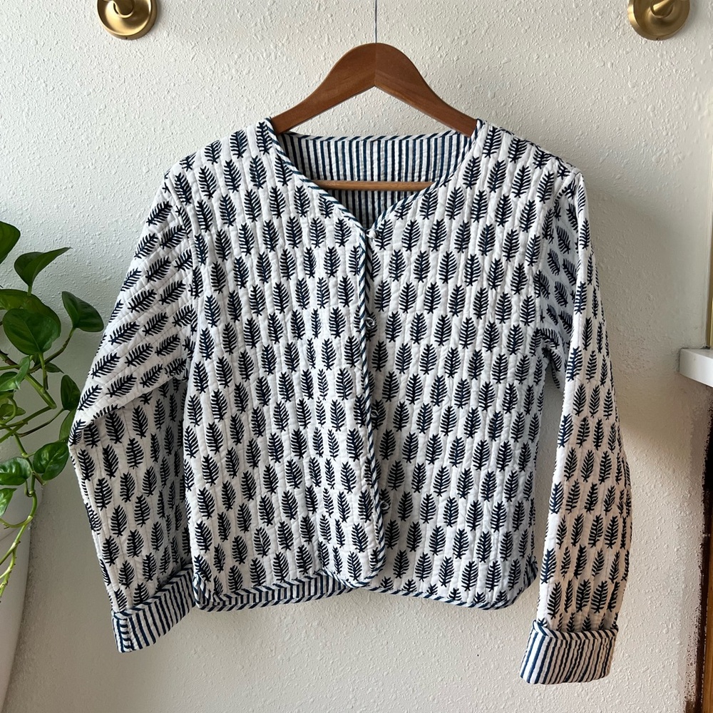 Quilted Cropped Reversible Cotton Jacket